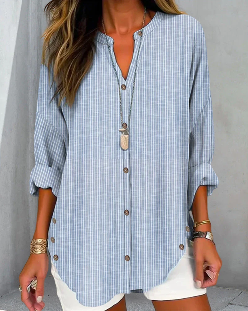 Belisa® | Stylish V-Neck Top With Stripes - Image 5