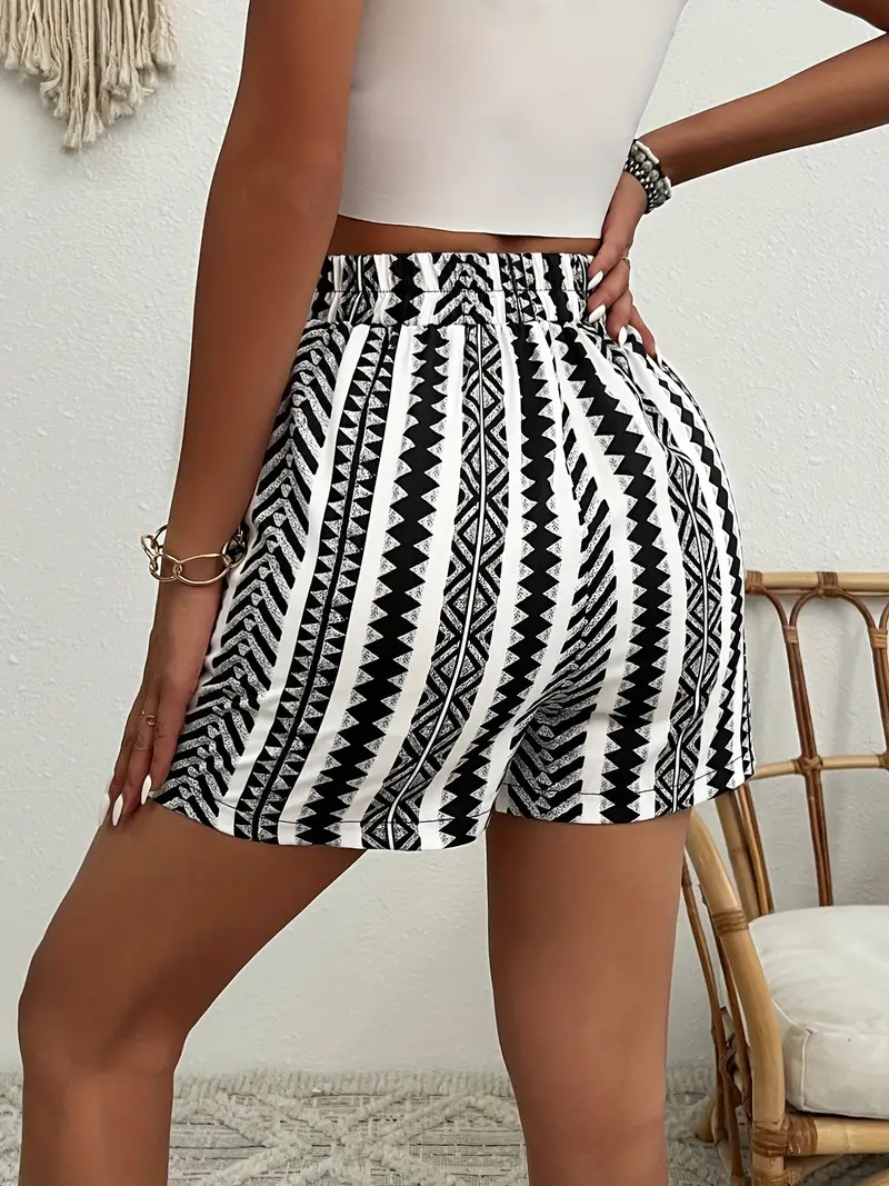 Bella® | High-Waisted Shorts With Drawstrings And Ethnic Print - Image 4