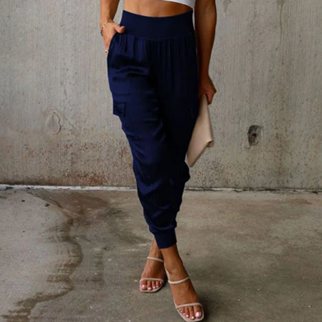 Belle® | Elegant Cargo Trousers With A Satin Shimmer - Image 4