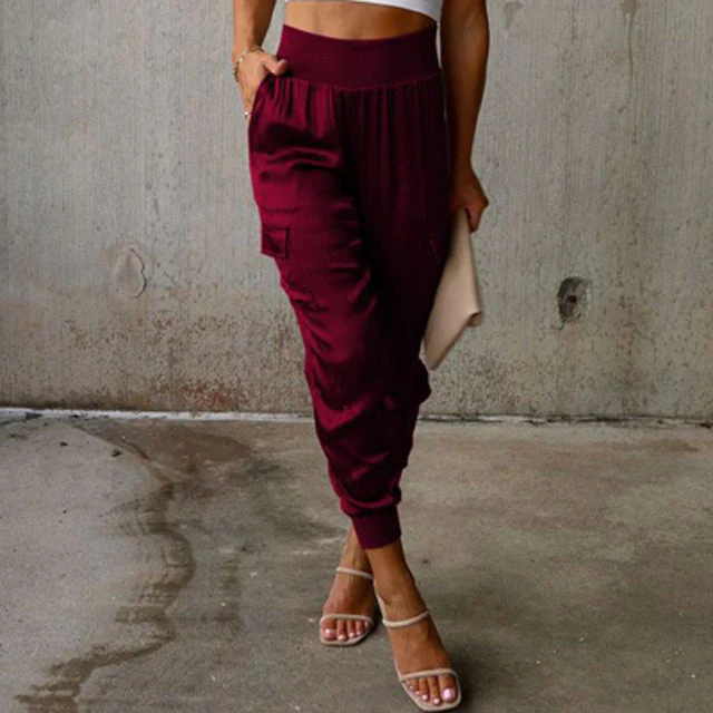 Belle® | Elegant Cargo Trousers With A Satin Shimmer - Image 5