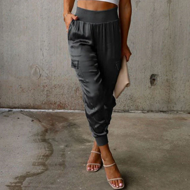 Belle® | Elegant Cargo Trousers With A Satin Shimmer - Image 7