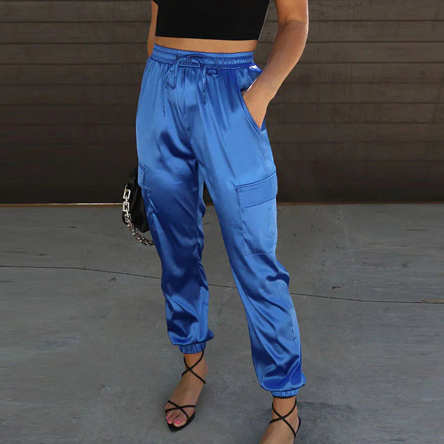 Belle® | Elegant Cargo Trousers With A Satin Shimmer - Image 9