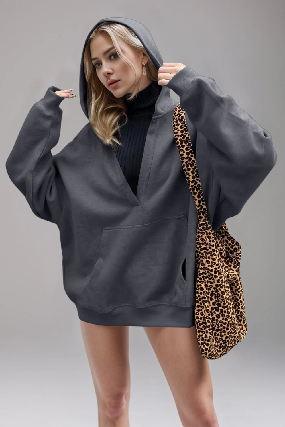 Bernadette | Basic Bae Air Scuba long sleeve hoodie with kangaroo pocket