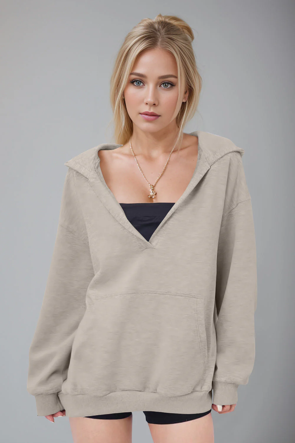 Bernadette | Basic Bae Air Scuba long sleeve hoodie with kangaroo pocket - Image 5