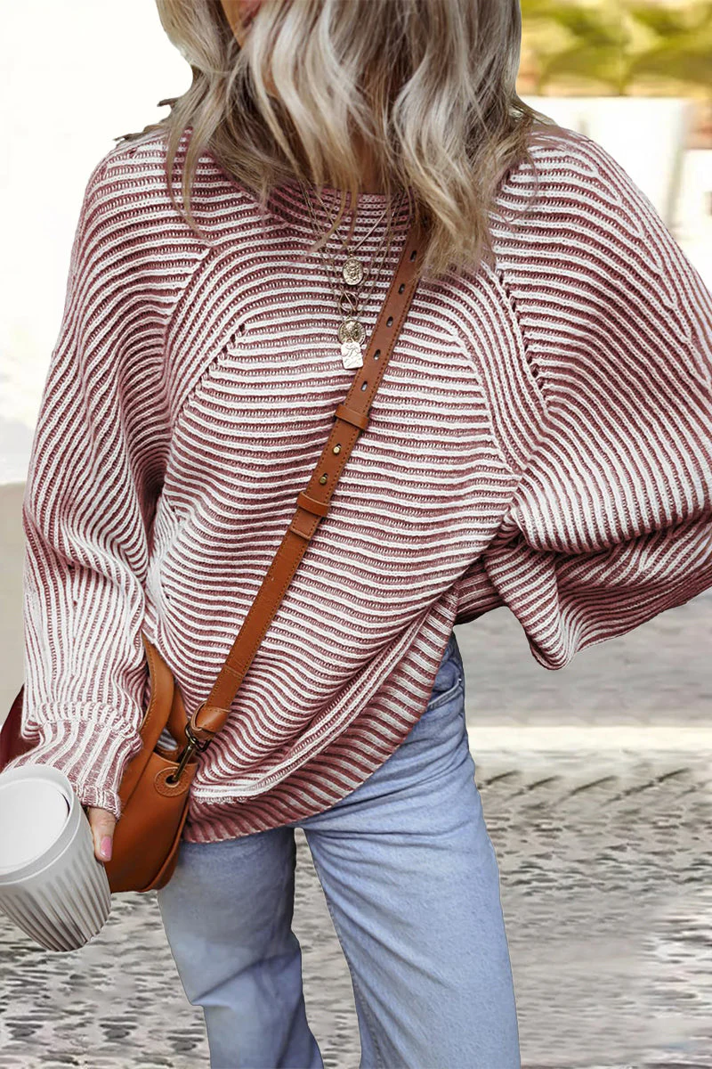 Bernadette | Casual everyday sweaters with a striped structure and contrasting O-neck - Image 5