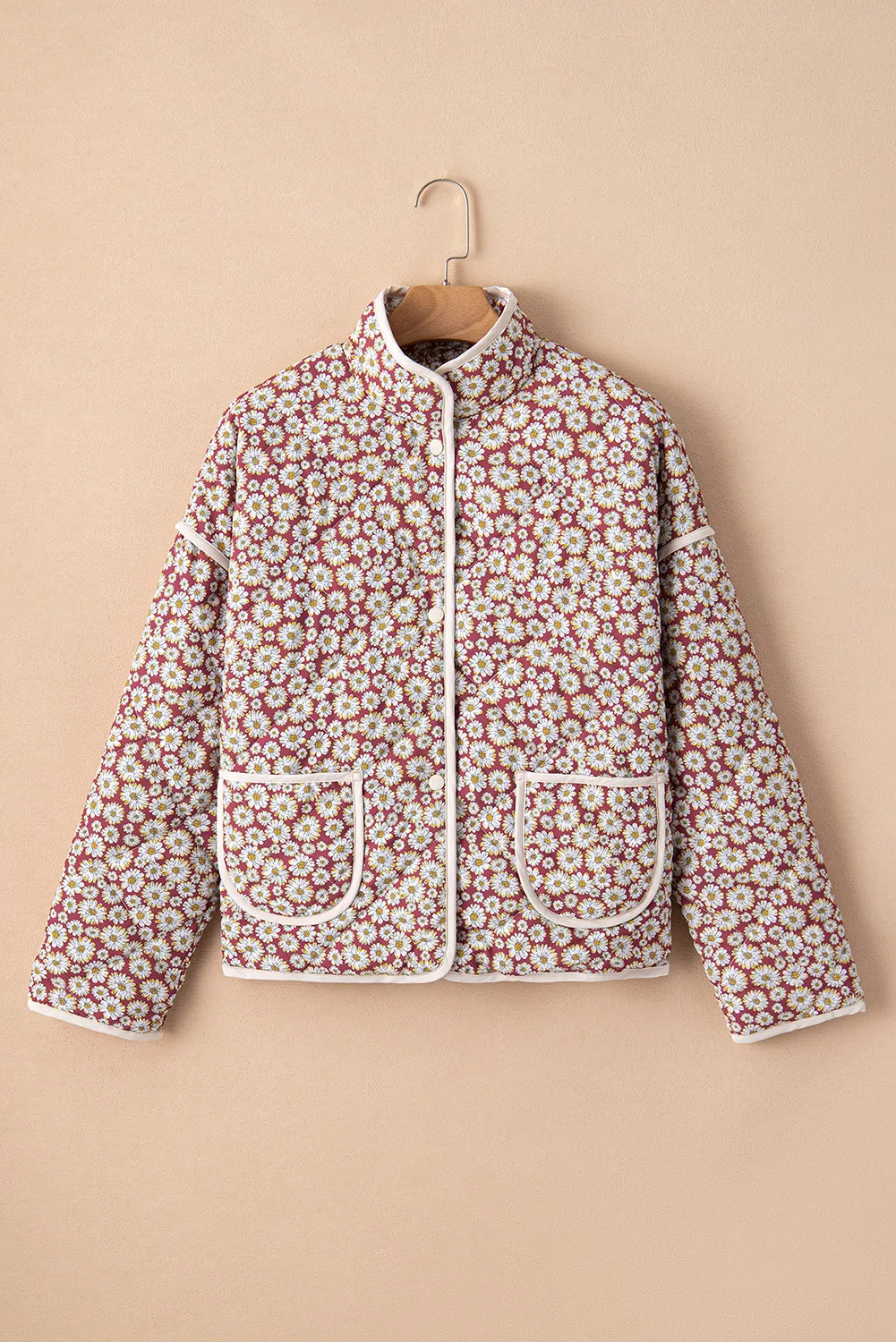 Bernadette | Floral coat with stand-up collar and press studs - Image 5