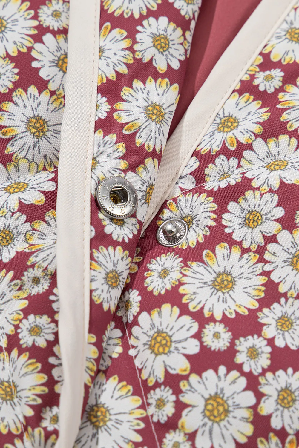 Bernadette | Floral coat with stand-up collar and press studs - Image 7