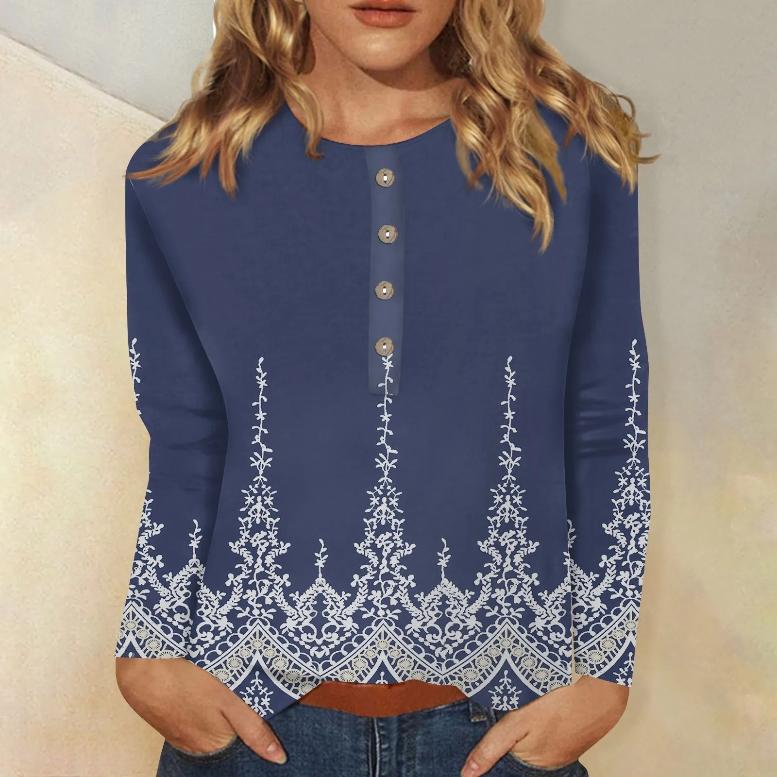 Bernadette | Women's long sleeve printed top - Image 11