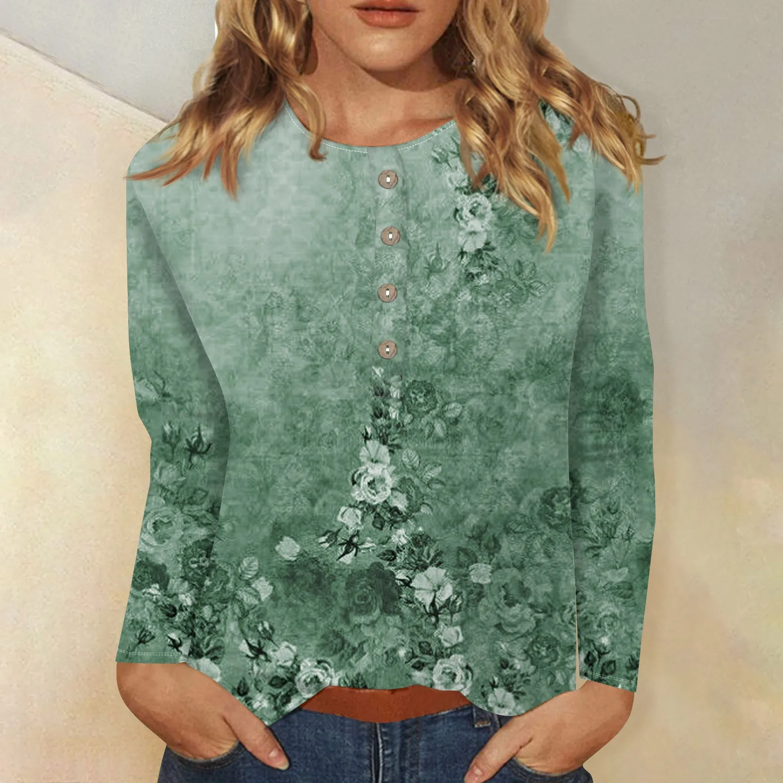 Bernadette | Women's long sleeve printed top - Image 4
