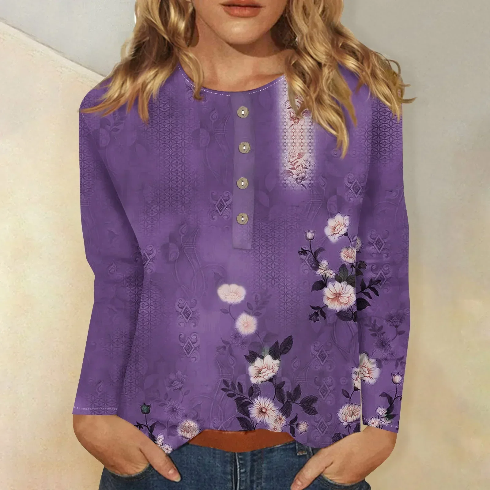 Bernadette | Women's long sleeve printed top - Image 5