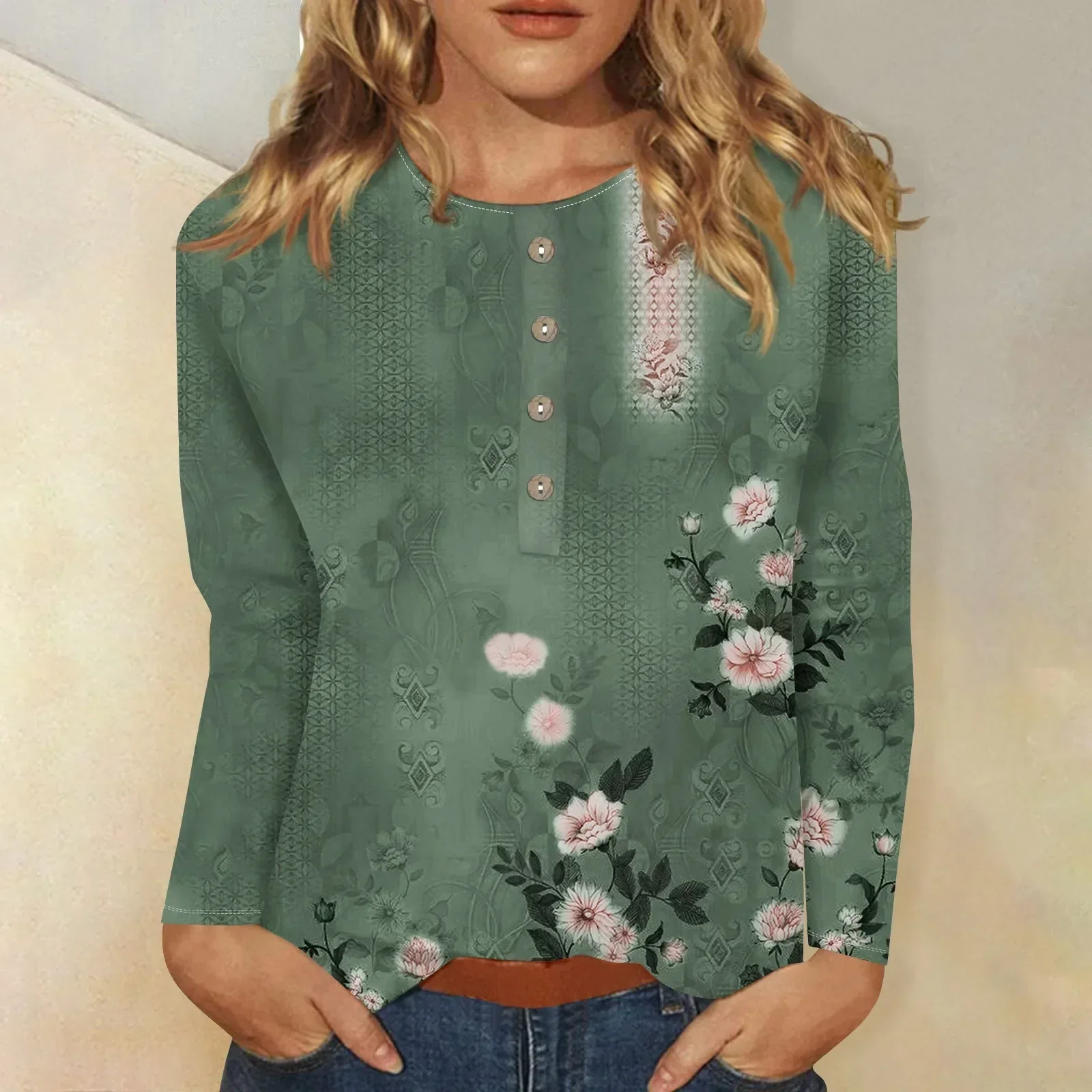 Bernadette | Women's long sleeve printed top - Image 8
