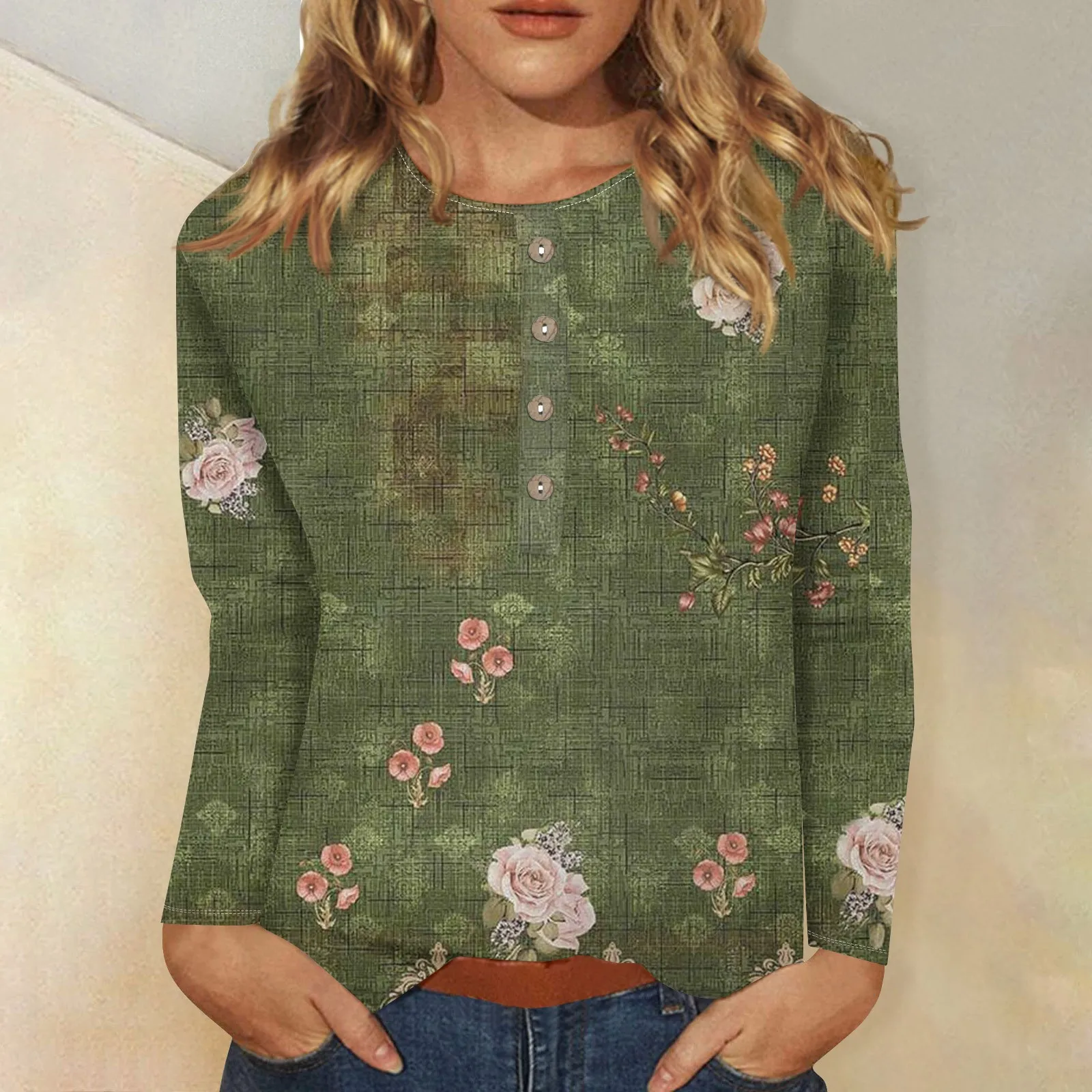 Bernadette | Women's long sleeve printed top - Image 9