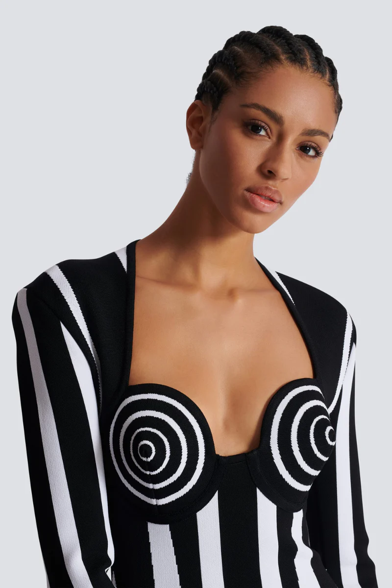 Berta® | Long-Sleeved Striped Mini Knit Dress - Image 3