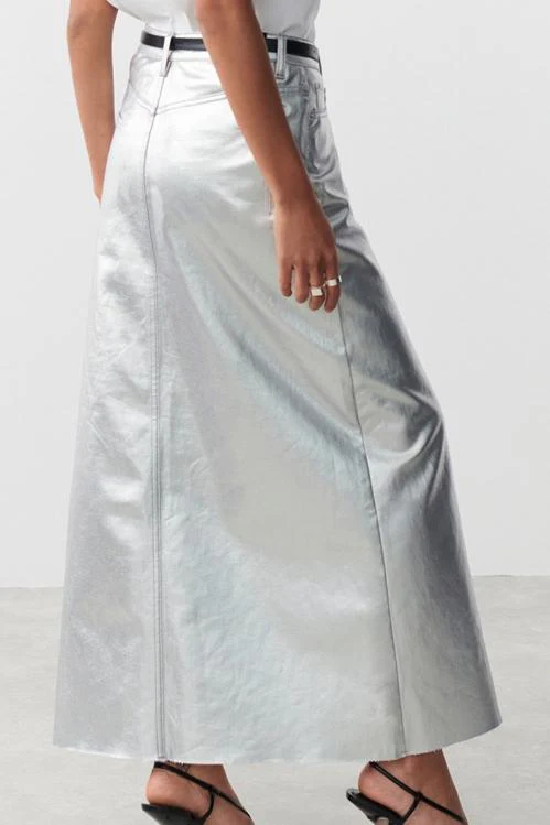 Berta® | Maxi Slit Skirt In Metallic - Image 2