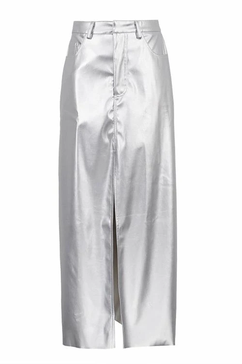 Berta® | Maxi Slit Skirt In Metallic - Image 3