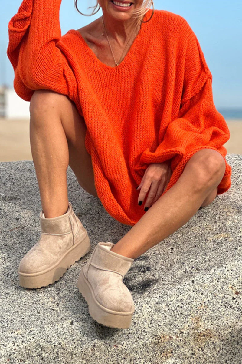 Bertha | Casual solid color V-neck sweaters - Image 14