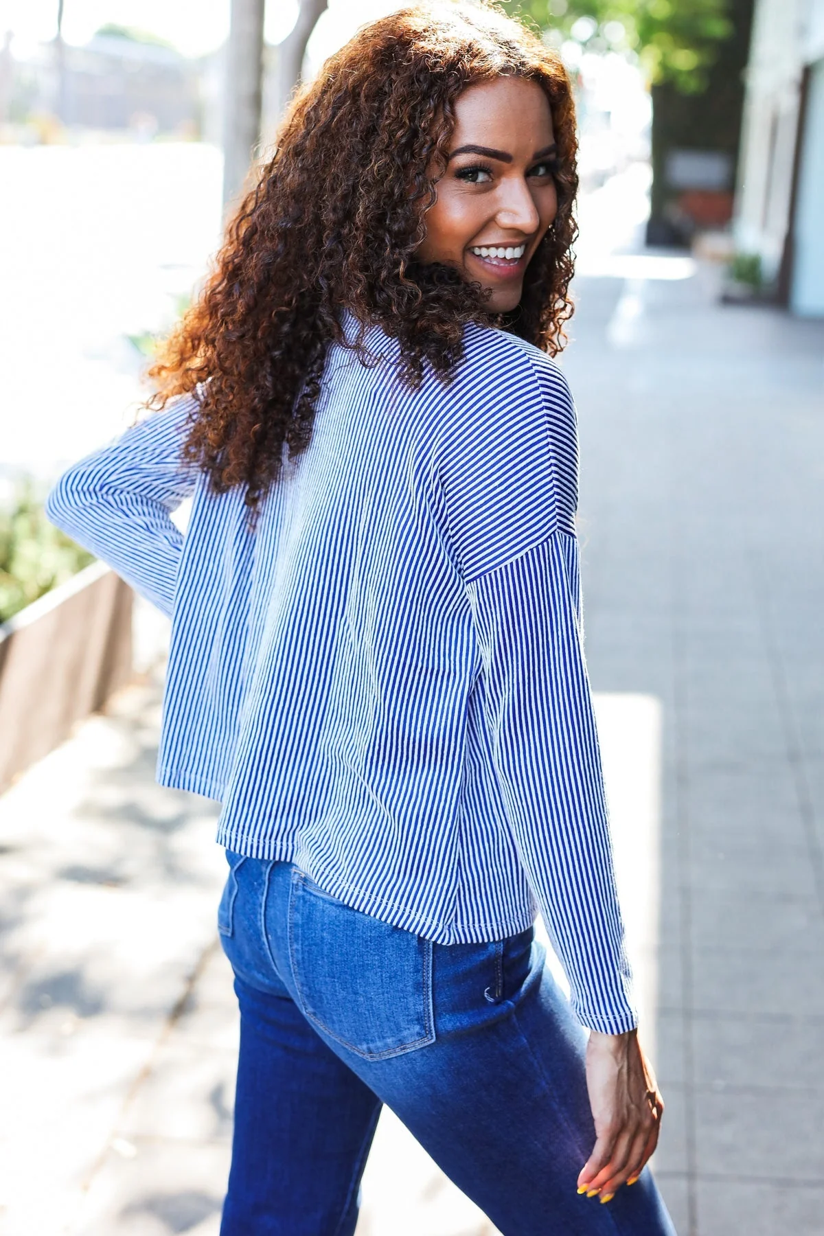Bettina | Hello beautiful blue ribbed dolman sweater top - Image 13