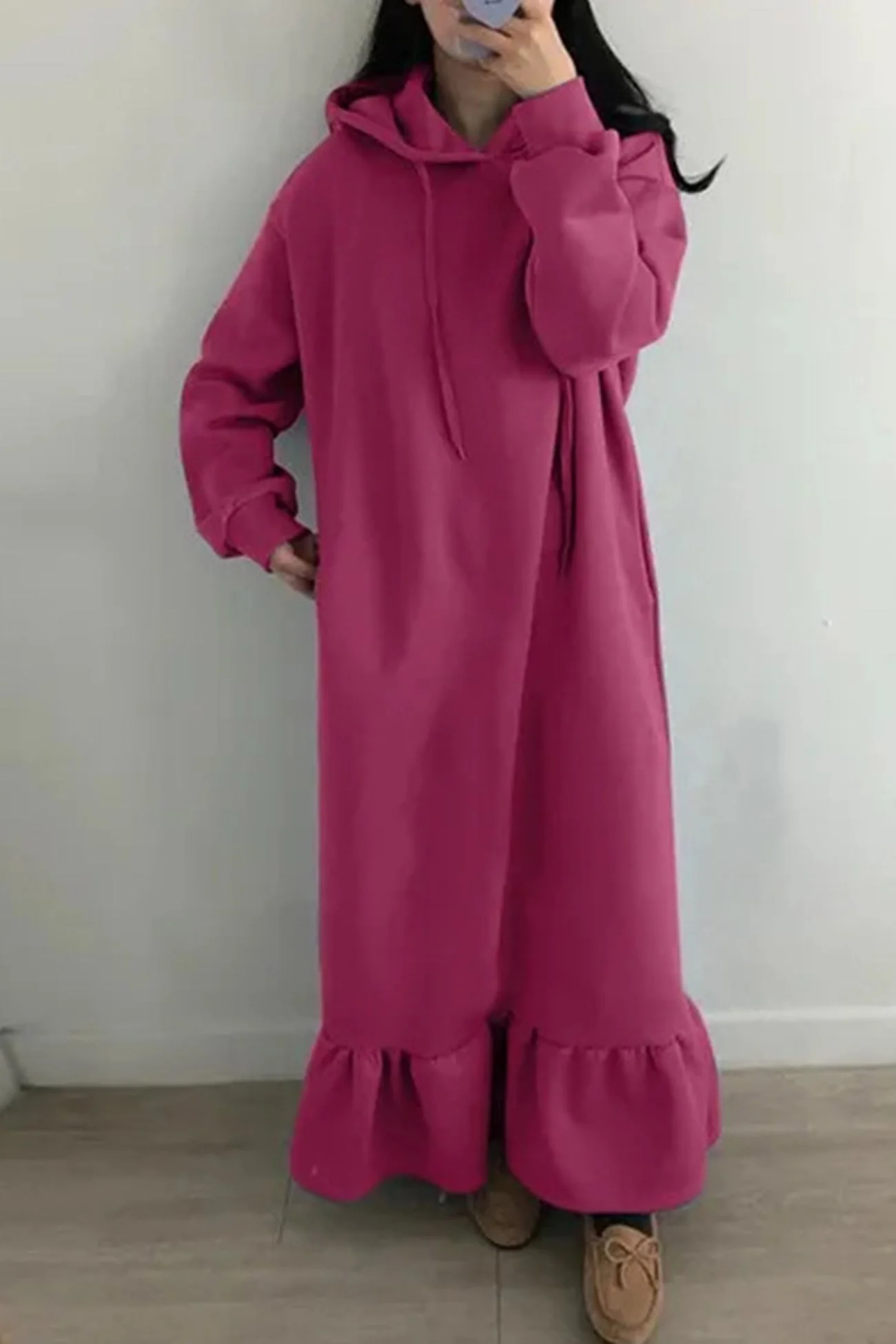 Bettina | Solid fishtail hoodie sweatshirt dress