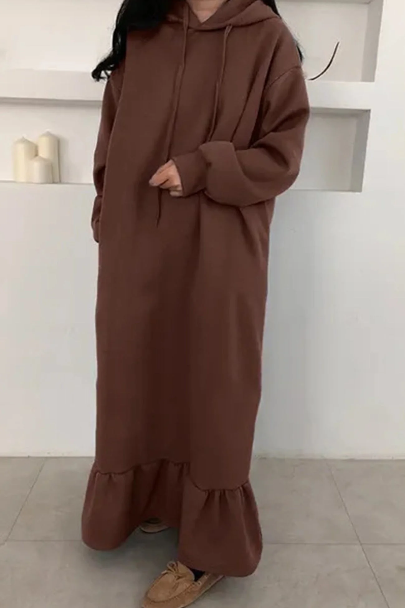 Bettina | Solid fishtail hoodie sweatshirt dress - Image 6