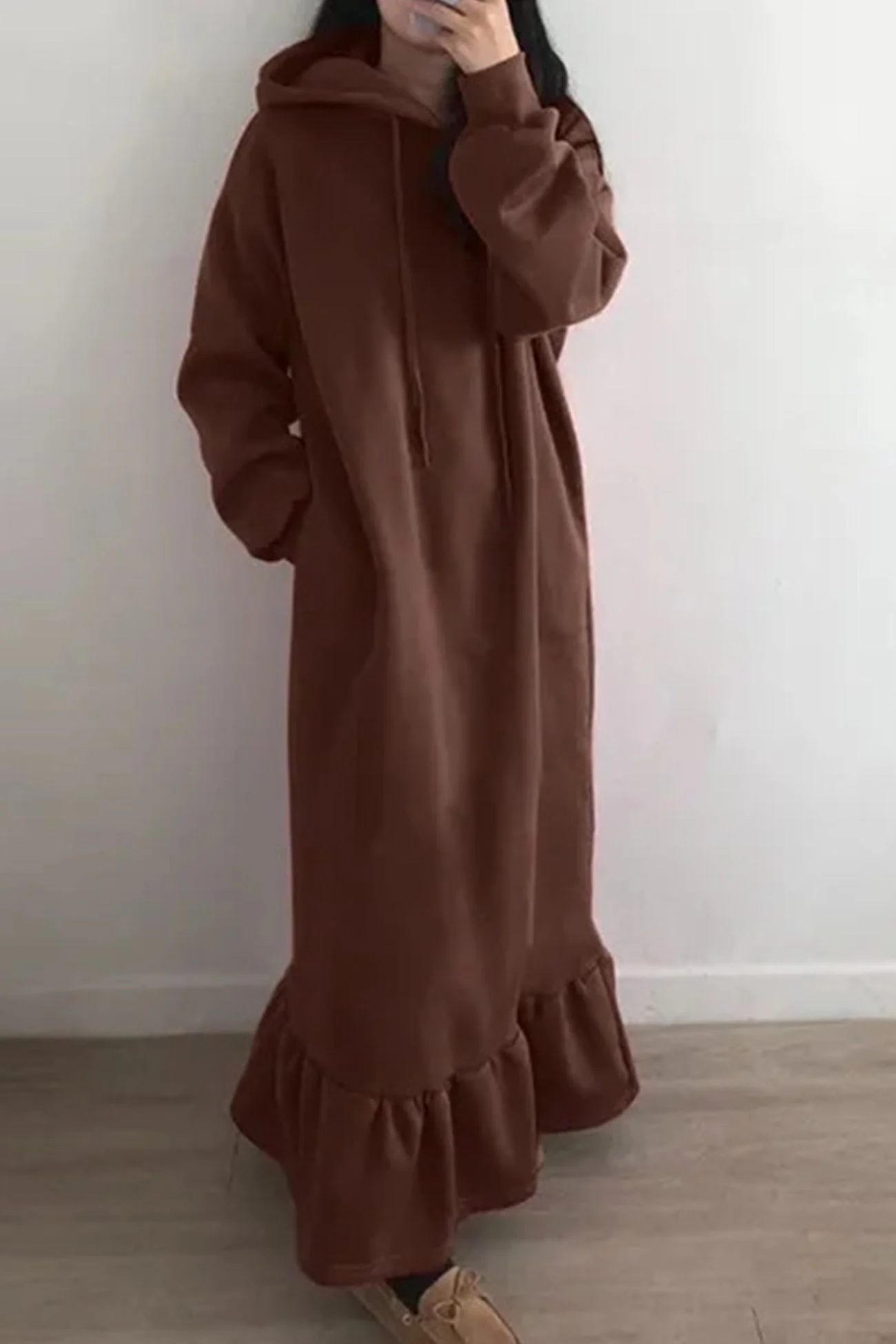 Bettina | Solid fishtail hoodie sweatshirt dress - Image 7