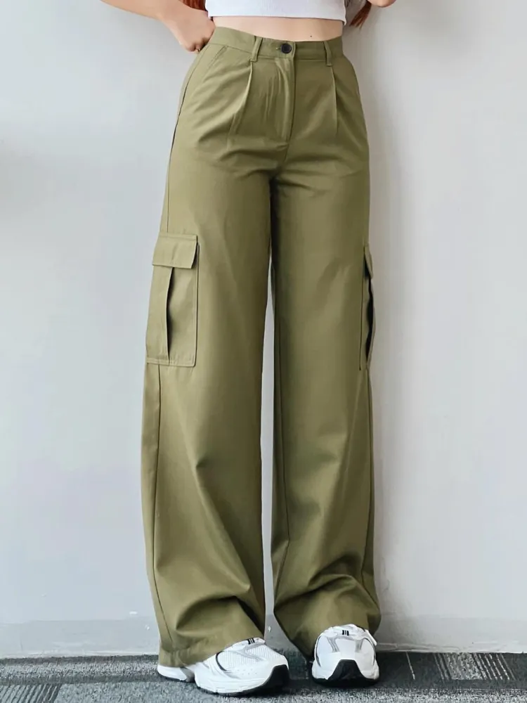 Beverley® | Vintage High Waist Cargo Pants With Straight Legs - Image 3