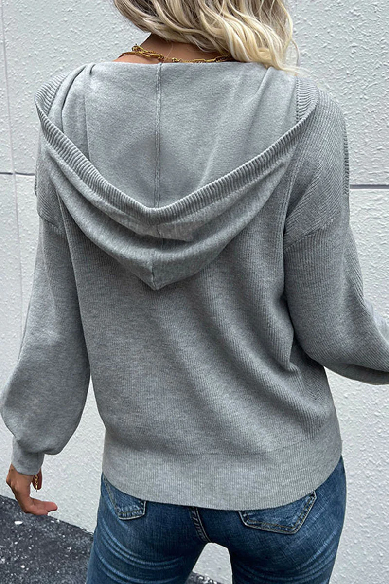 Bianca | Casual solid color tops with hood and collar - Image 3