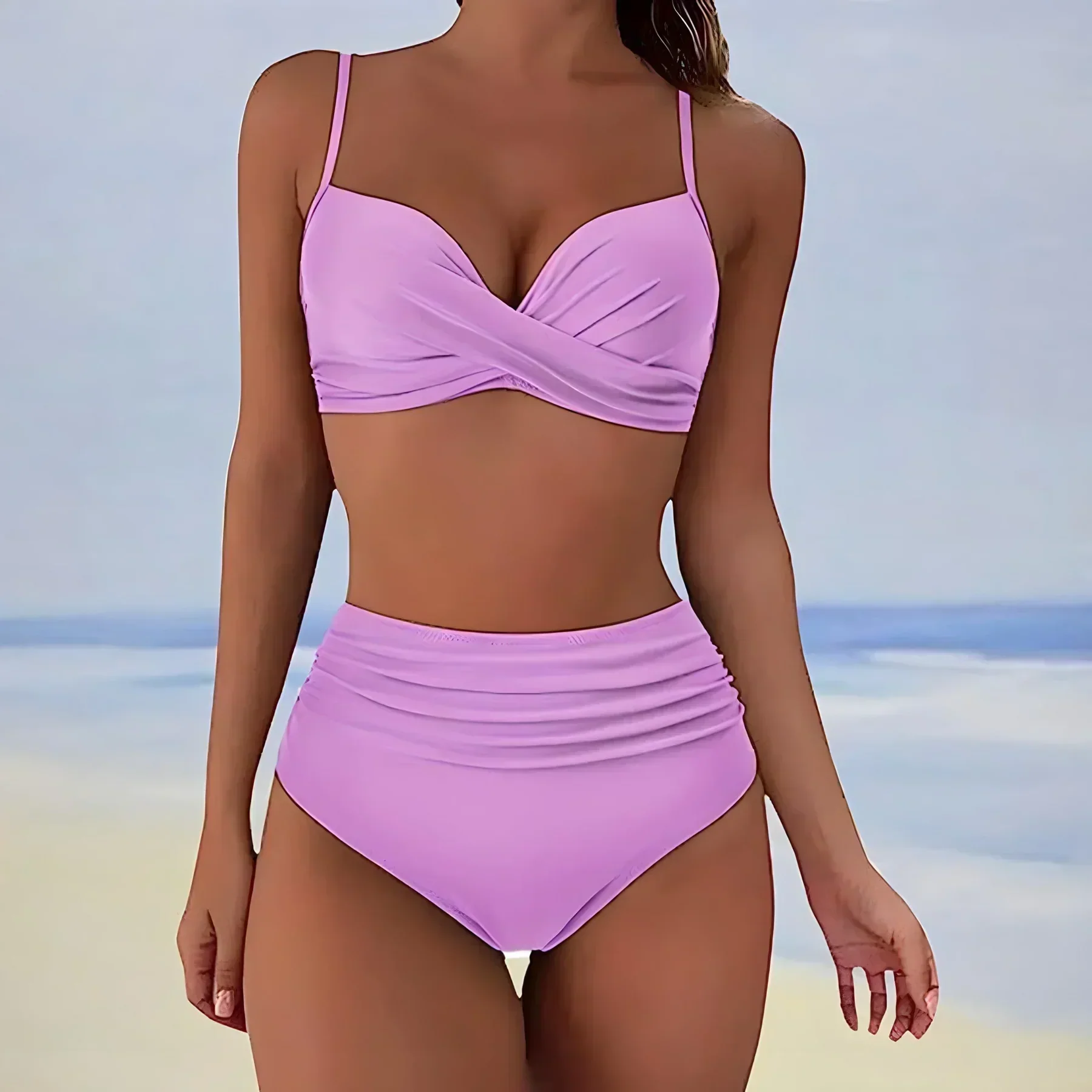 Bianca® | Women'S Wrap Style Swimsuit Set Plain Colors - Image 6