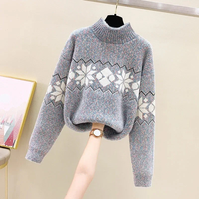 Birgit | Knitted sweater with snowflake print - Image 4