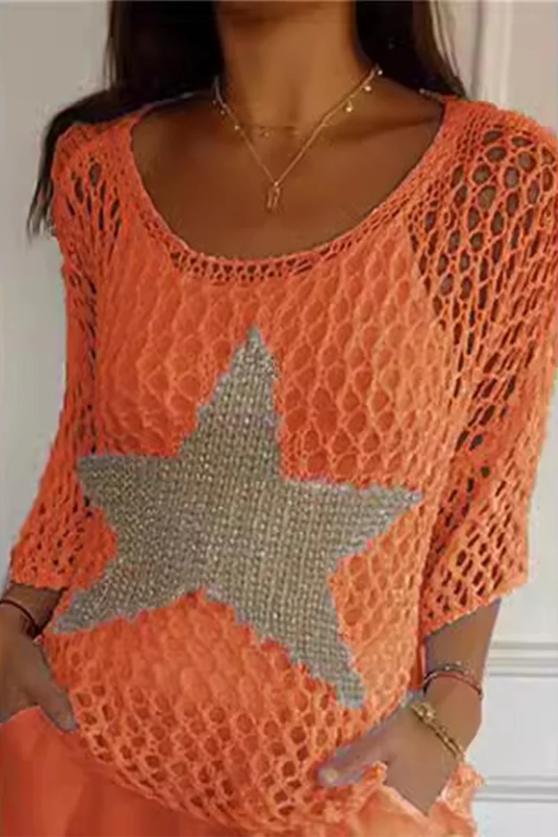 Birte | Sexy The Stars Hollow Out Sheer Scoop Neck Sweater - Image 8
