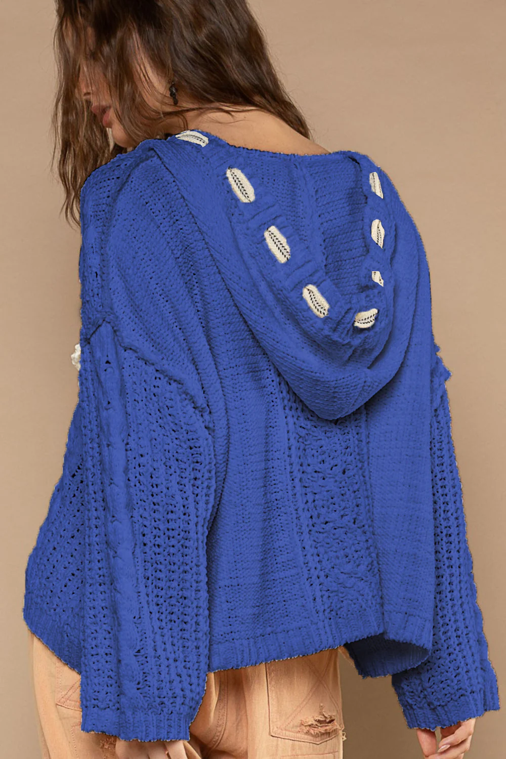Blanca | Chenille cable knit sweater with hood - Image 2
