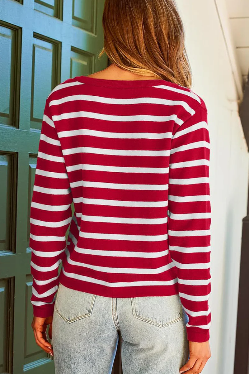 Bodil | Casual everyday outerwear with stripes and buttons and O-neck - Image 29