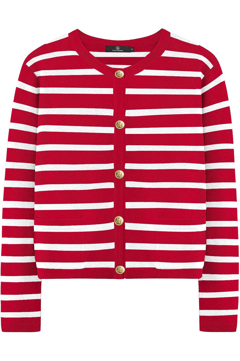 Bodil | Casual everyday outerwear with stripes and buttons and O-neck - Image 36