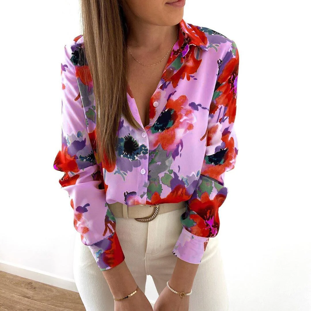 Braylin® | Long Sleeve Blouse With Floral Buttons - Image 2