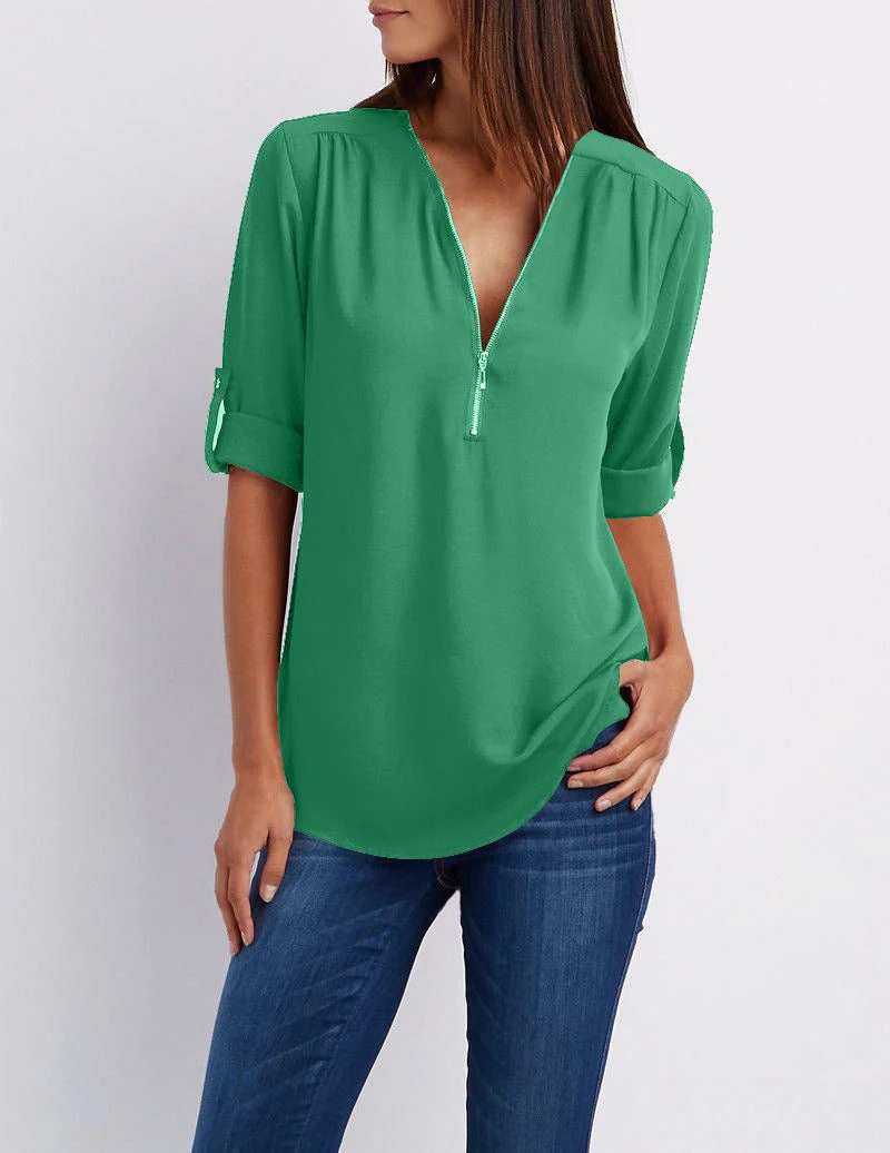 Breanna® | Chiffon Blouse With Zipper - Image 7