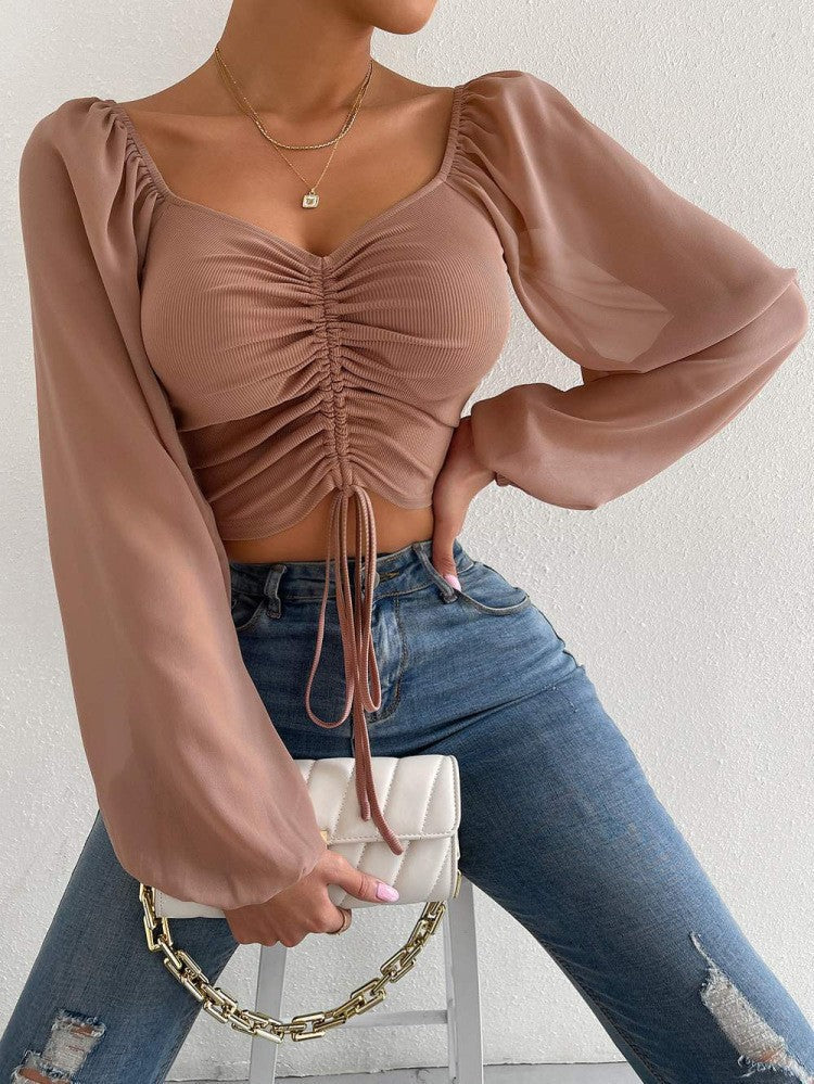 Breanne® | Blouse With Long Puff Sleeves And Drawstring - Image 11