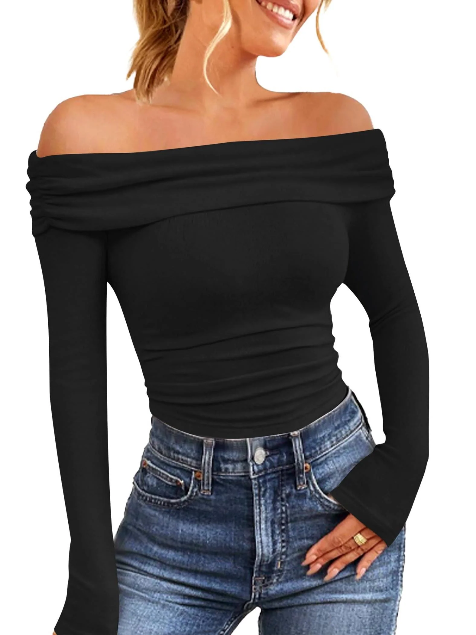 Breffni® | Off-Shoulder Long Sleeve Blouse