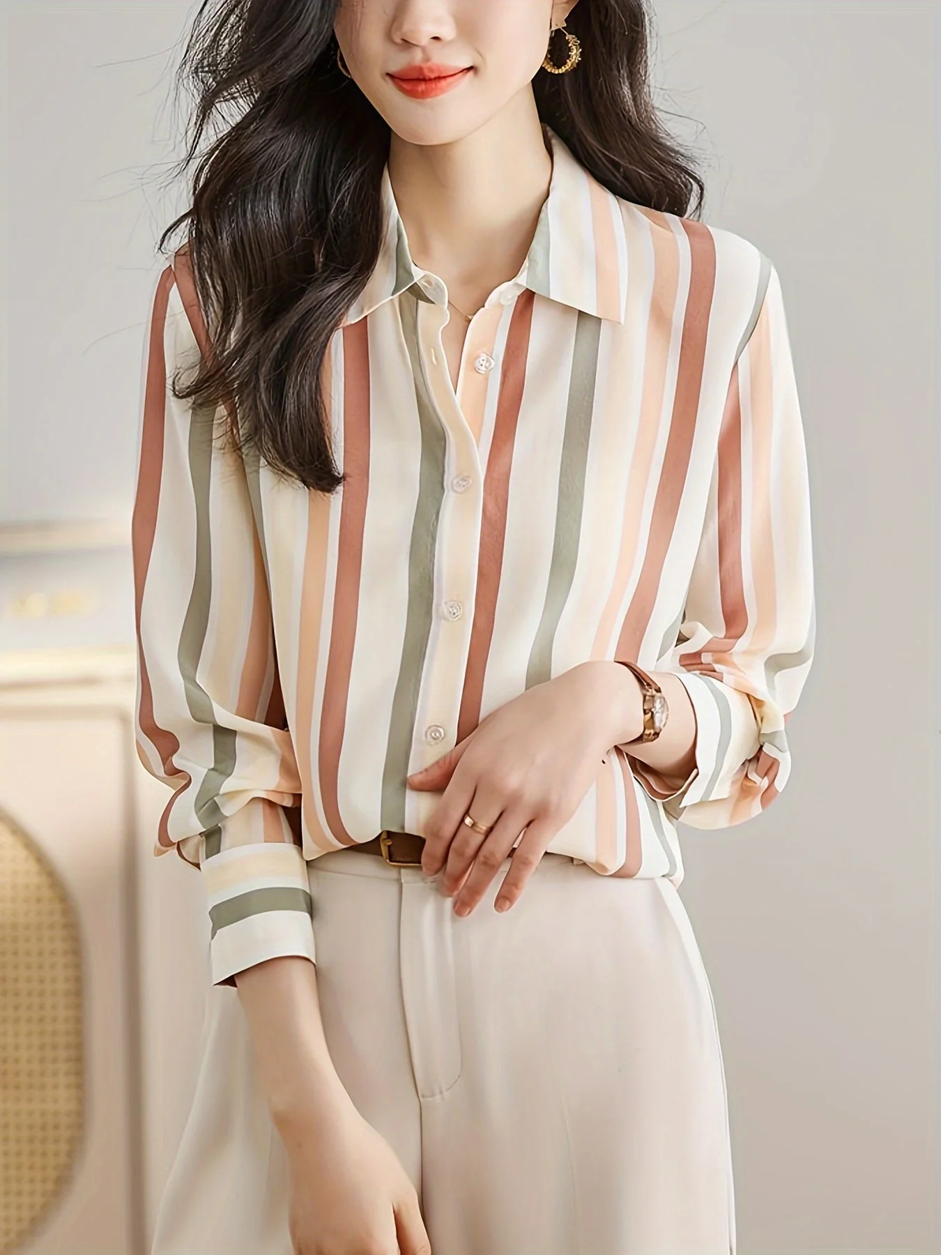Brelah® | Striped Long Sleeve Blouse For Women - Image 4