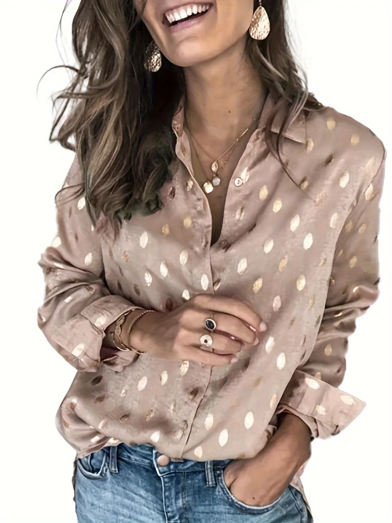 Breleigh® | Elegant Polka Dot Blouse With Long Sleeves - Image 2