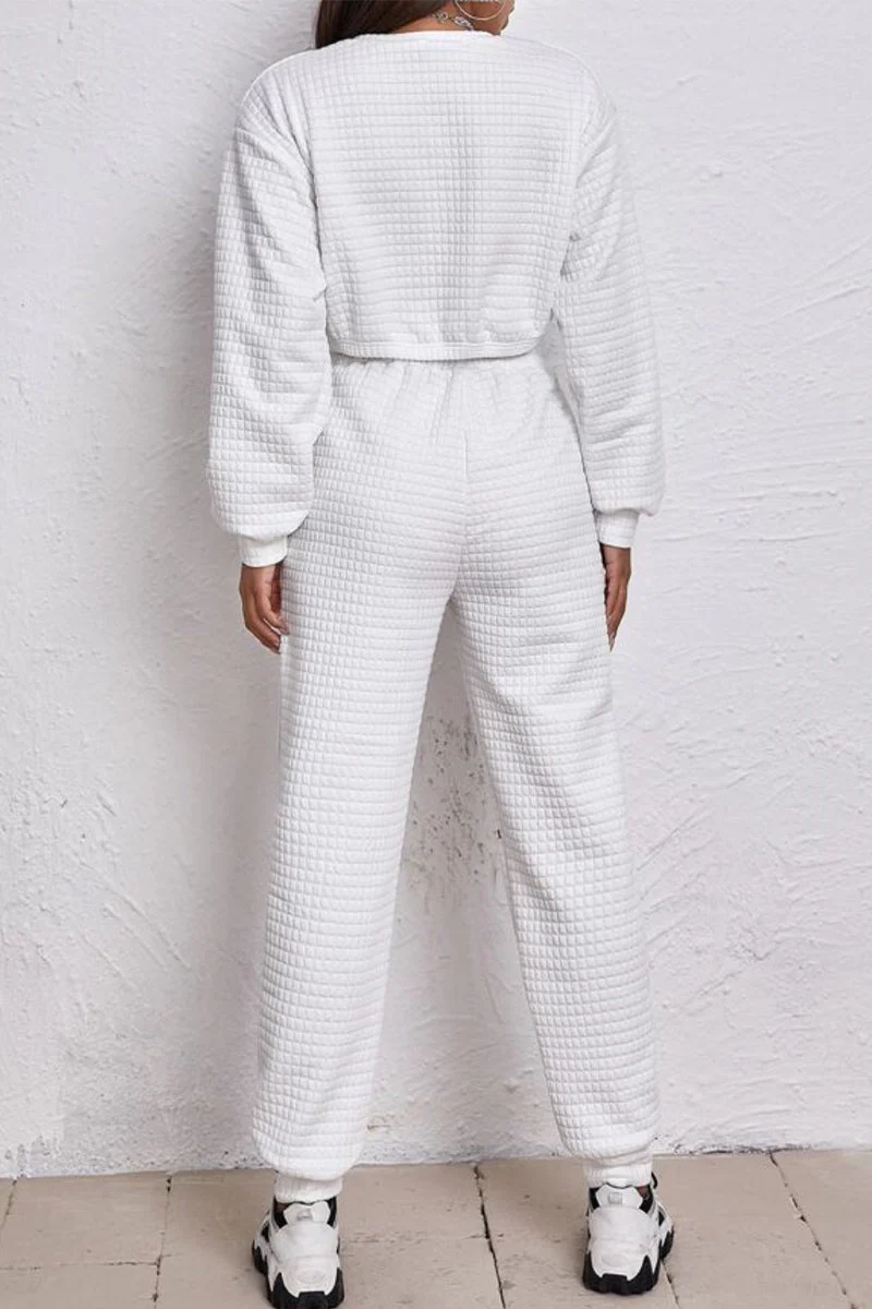 Brenda | Casual Street Solid Patchwork O Neck Long Sleeve Two Pieces - Image 3