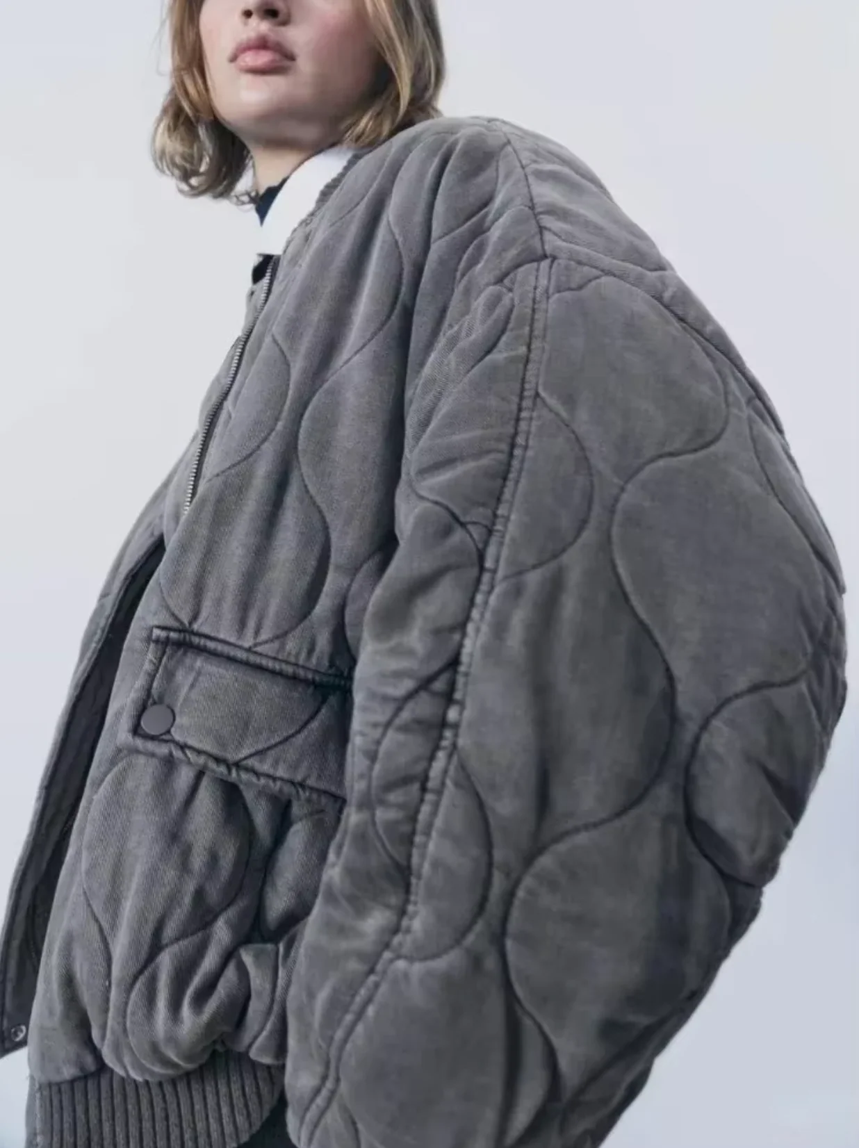 Brenda | Cotton jacket with a crew neck - Image 4