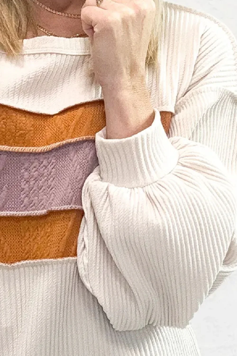 Brenda | Long sleeve sweatshirt with a color block design - Image 2