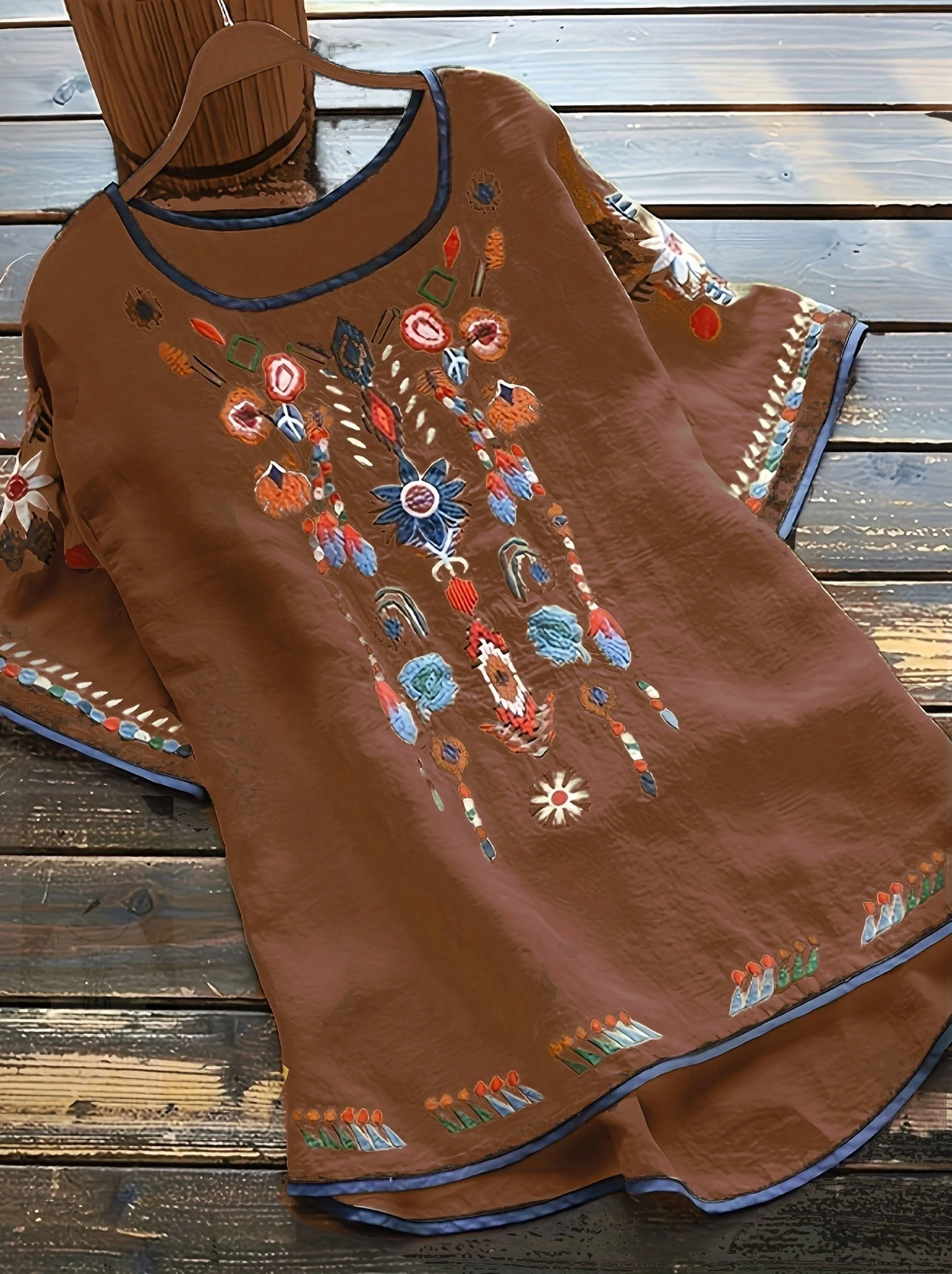 Brenley® | Embroidered Boho Blouse With High Low Hem - Image 2