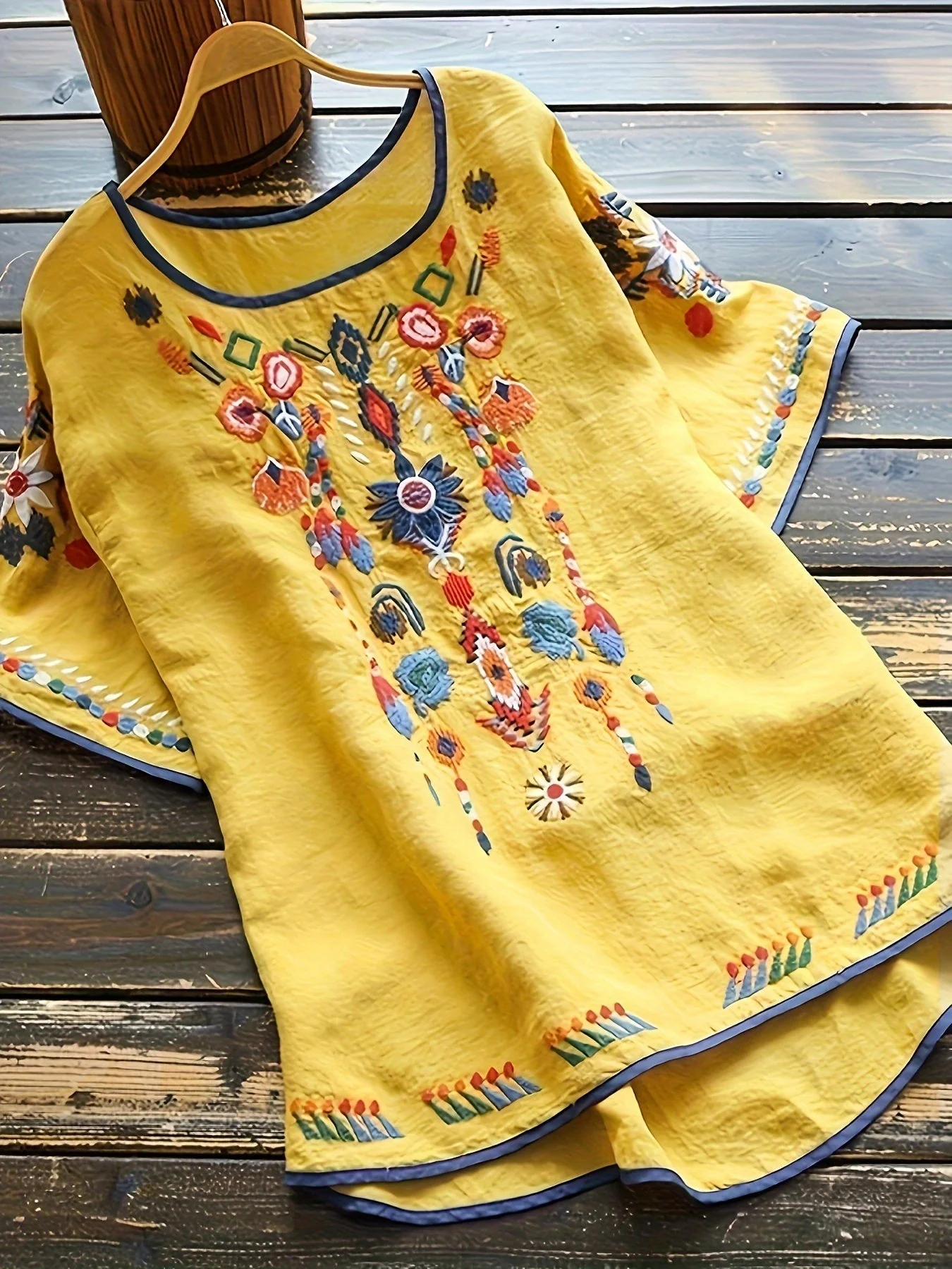 Brenley® | Embroidered Boho Blouse With High Low Hem - Image 6