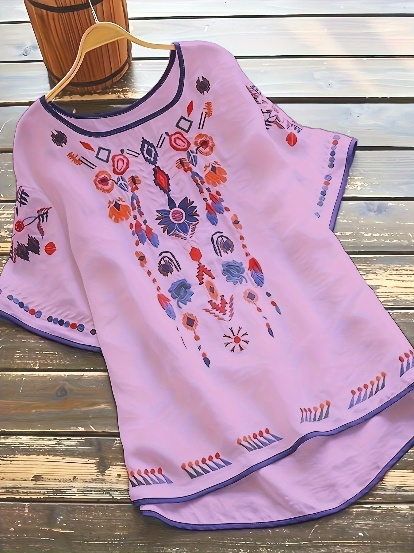 Brenley® | Embroidered Boho Blouse With High Low Hem - Image 7