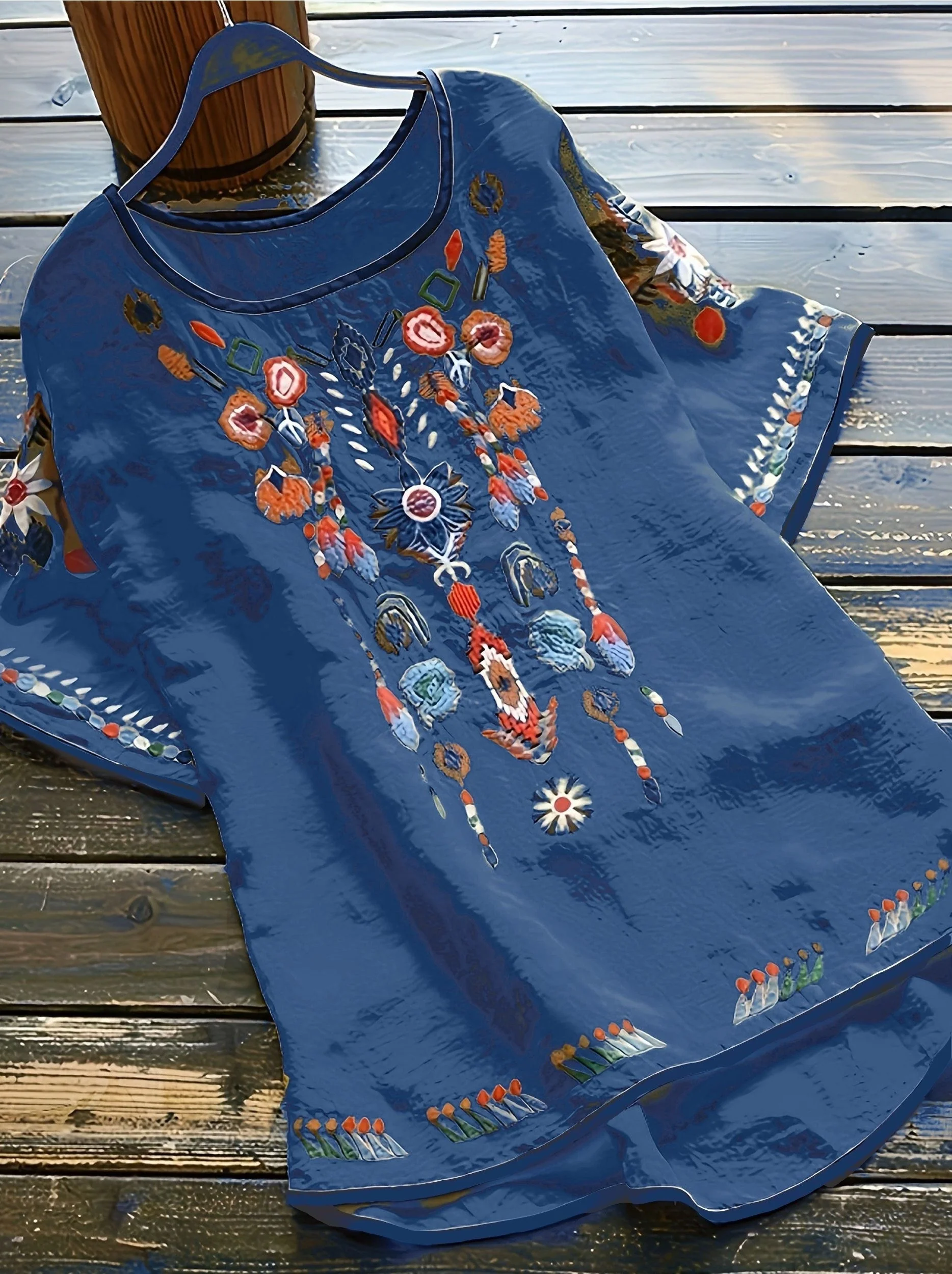 Brenley® | Embroidered Boho Blouse With High Low Hem - Image 8