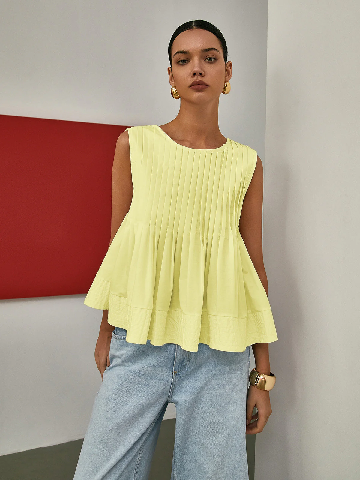 Brenya® | Pleated Peplum Sleeveless Blouse - Image 7