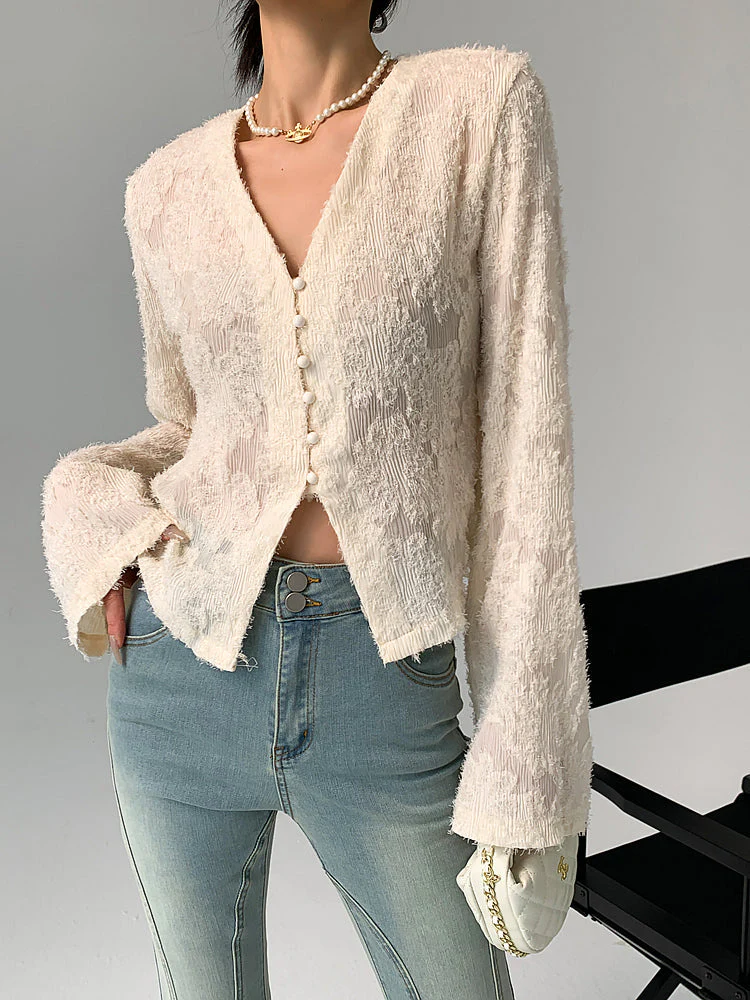 Breta® | Elegant Ruffled Shirt With V-Neck - Image 2