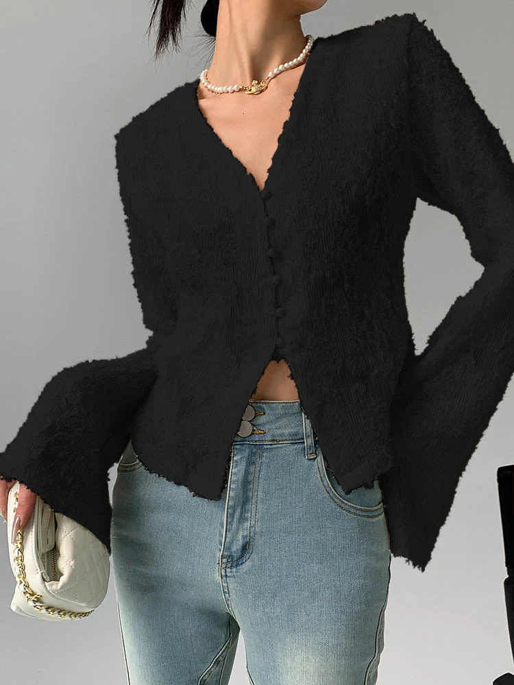 Breta® | Elegant Ruffled Shirt With V-Neck - Image 5