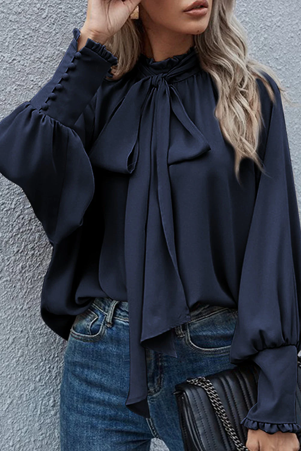 Breyana® | Fringe Tie-Dye Blouse With Episcopal Sleeves - Image 2