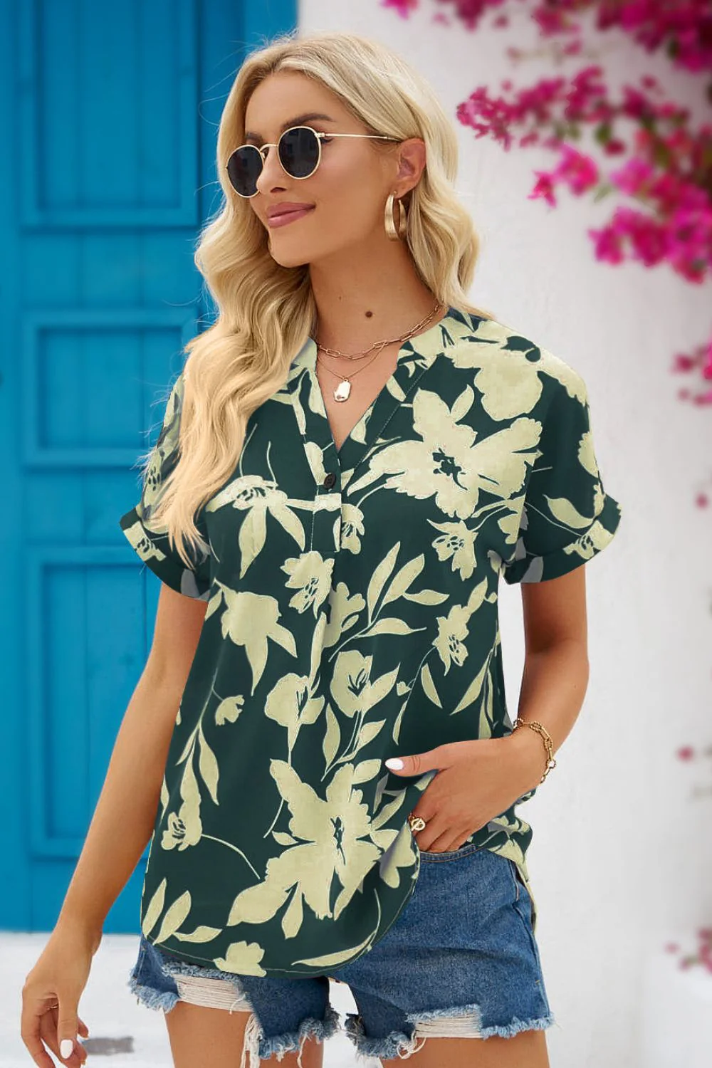 Breyden® | Floral Blouse With A Cut-In Collar - Image 2